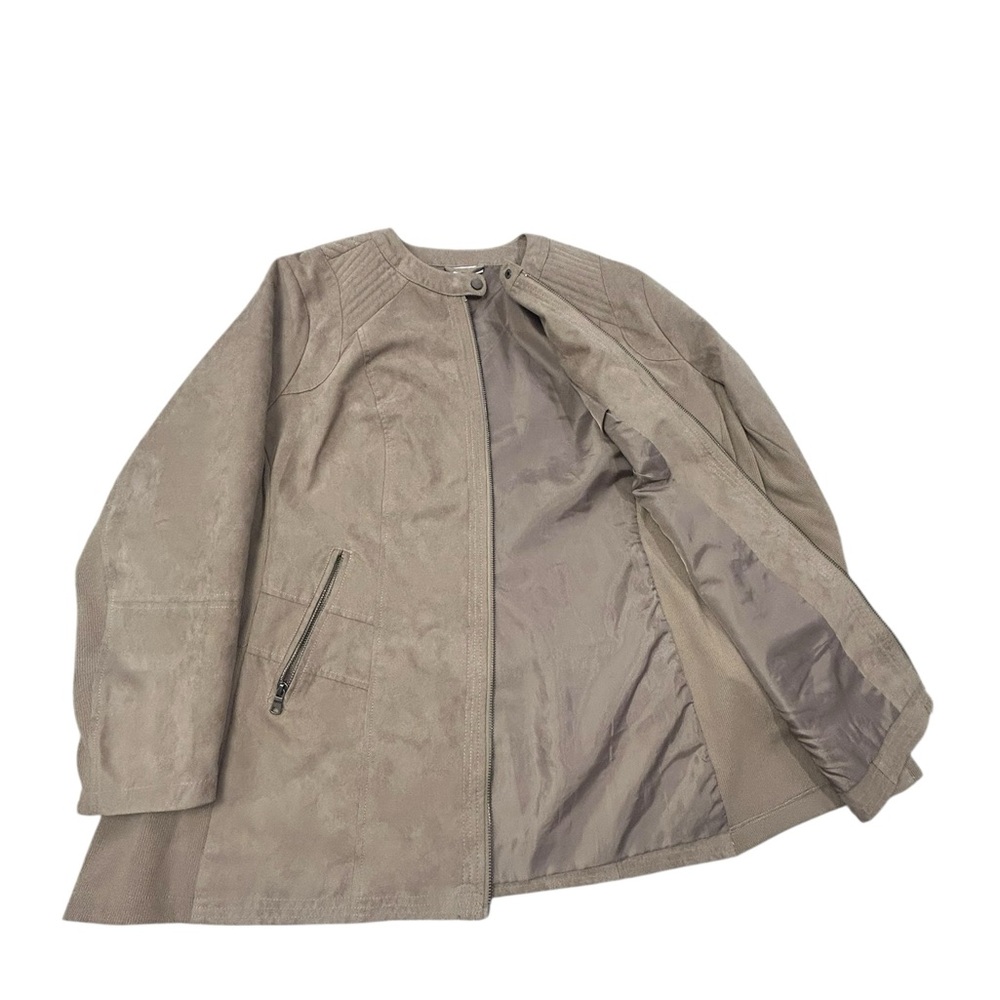 Catherines Women’s‎ Tan Suede Look Poly Jacket 1X Zip Down